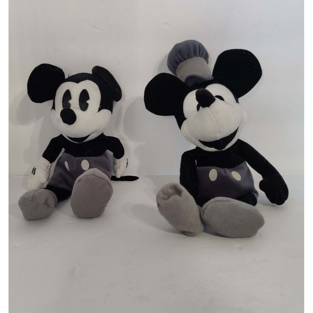 Disney Steamboat Willie & Mickey Mouse Soft Plush 10” Mini Bean Bag Lot